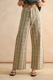 Wild Side Snake Print Denim – Beige