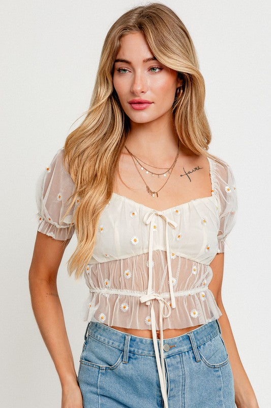 FLORAL MESH TOP