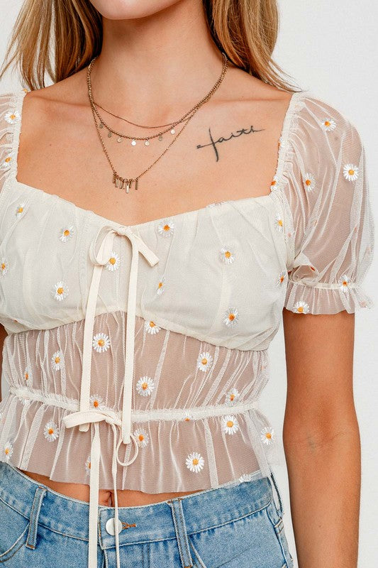 FLORAL MESH TOP
