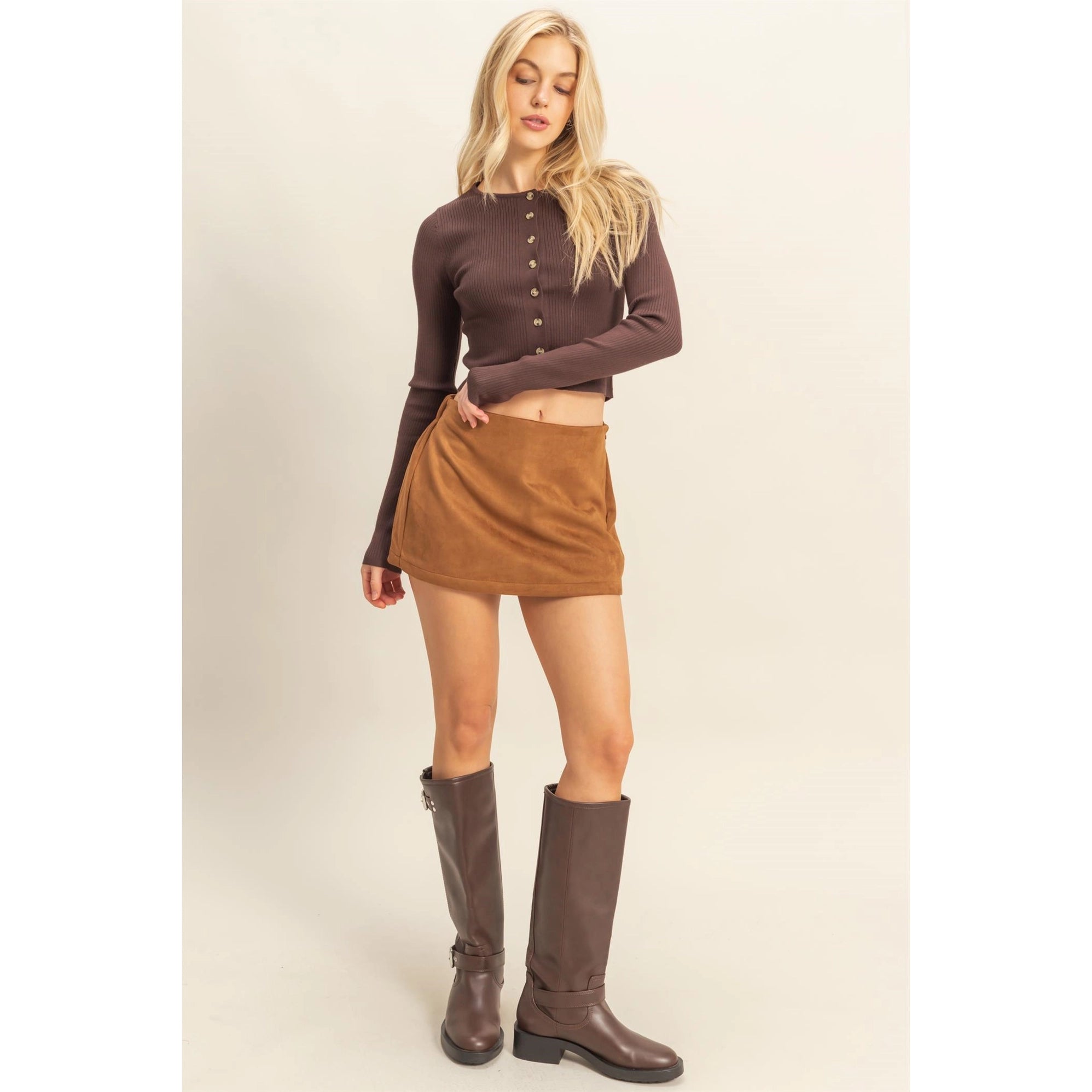Faux Suede Sideline Skort
