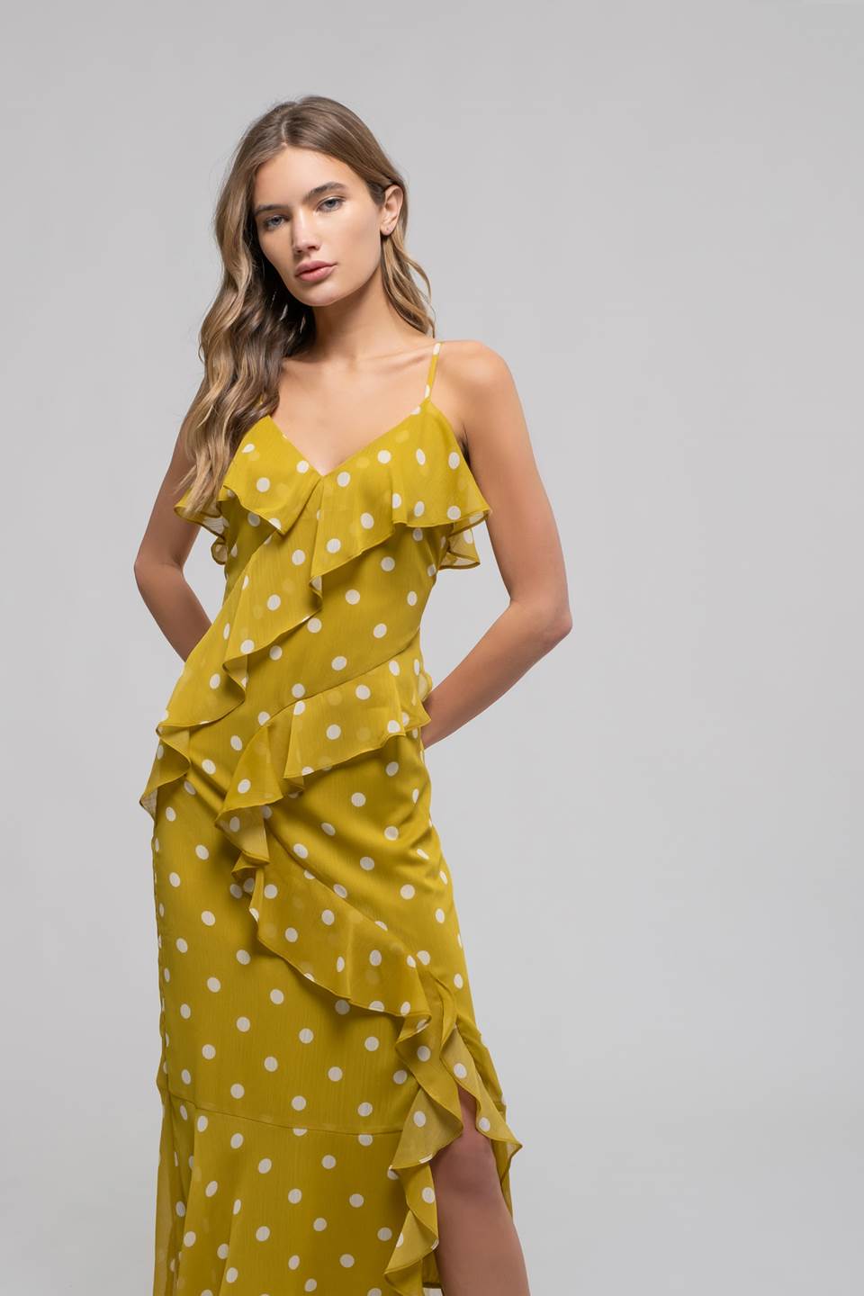 Pistachio Polka Dot Midi Dress