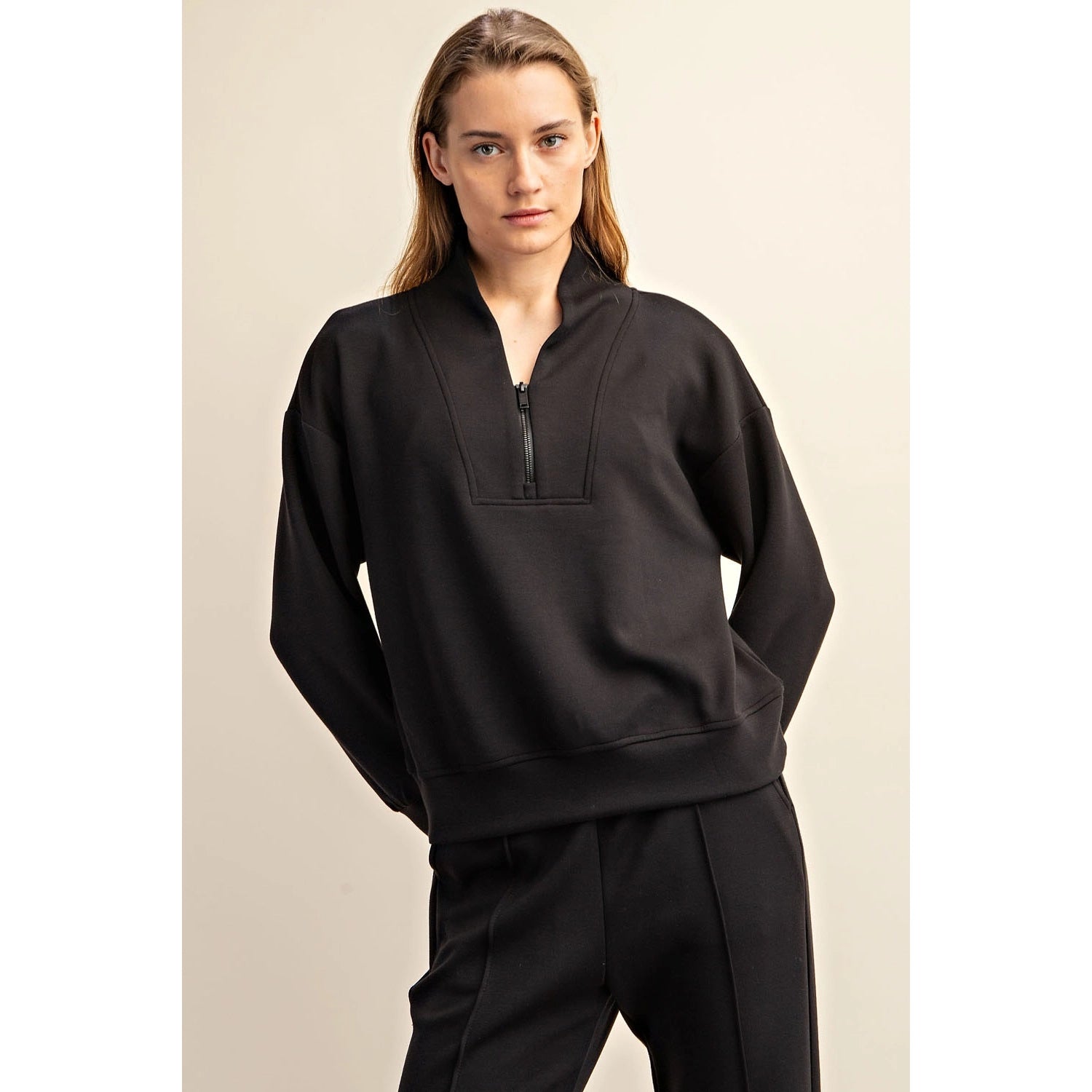 LuxeScape Modal Zip Jacket Black