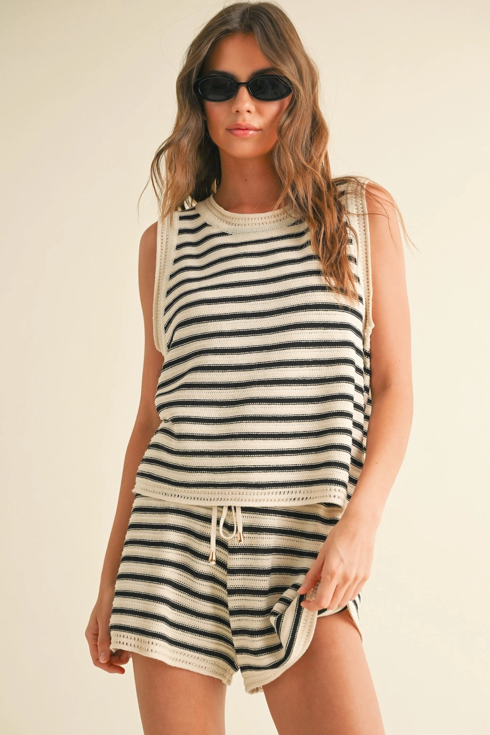 Beachside Crochet Striped Tank