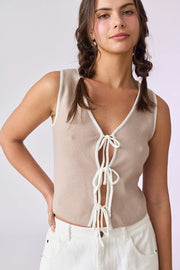 Isla Front Tie Knit Top