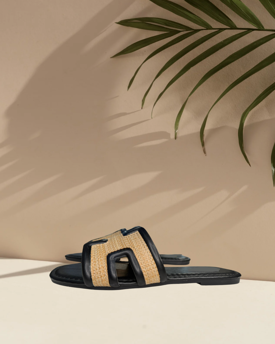 Savannah Raffia H Band Sandal - Black
