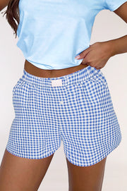 Gingham Boxer Shorts - Blue