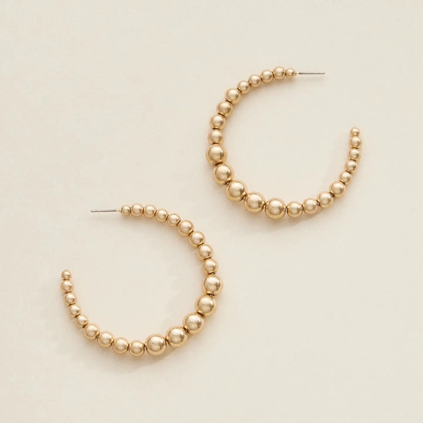 Gold Beaded Hoop Earrings
