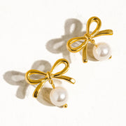 Lila Bow Pearl Earrings