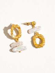 18KP Gold Mismatched Pearl Earrings