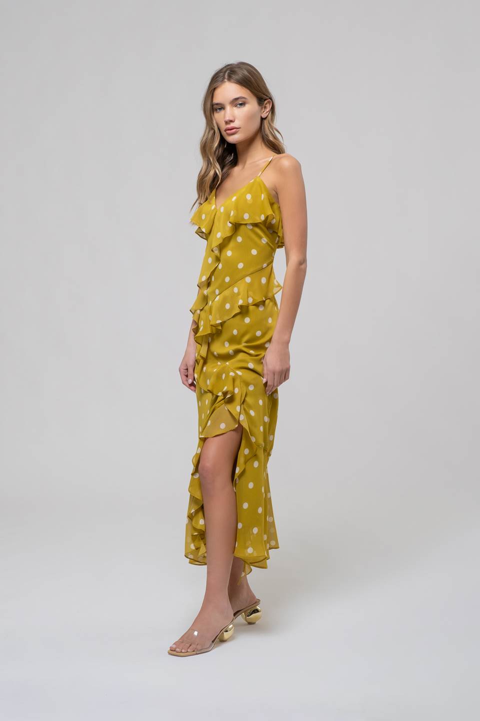 Pistachio Polka Dot Midi Dress