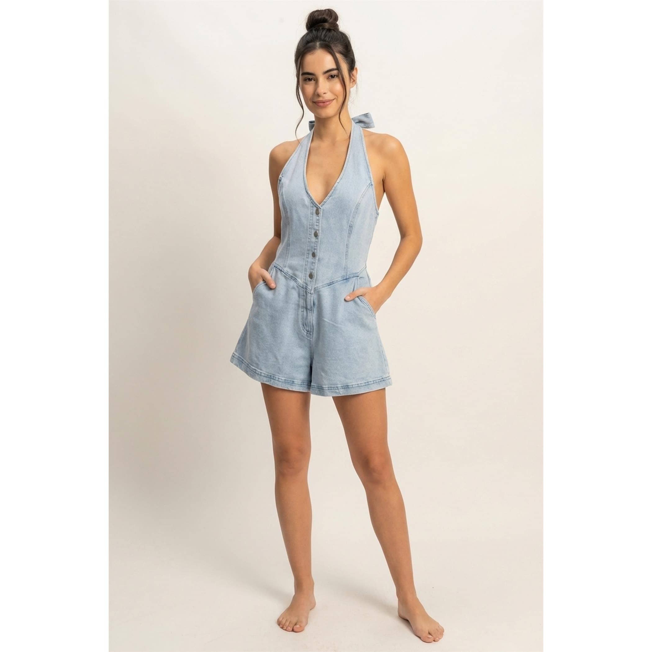 Harper Denim Romper Large