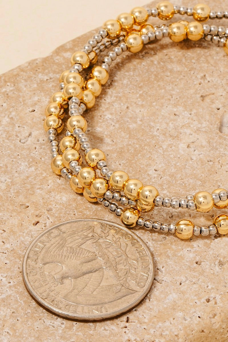 Gold Dipped 2 Tone Mixed Beaded Bracelet Set