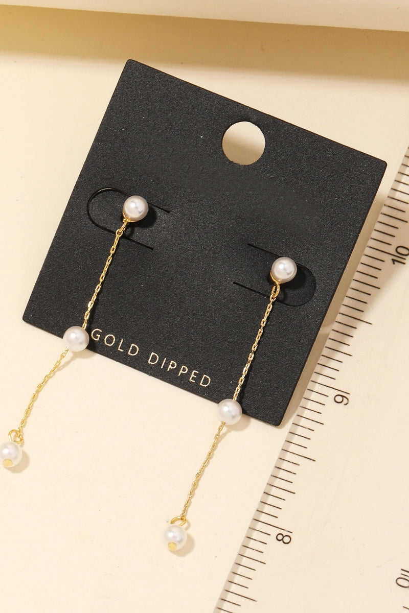 Pearl Chain Gold Plated Earrings