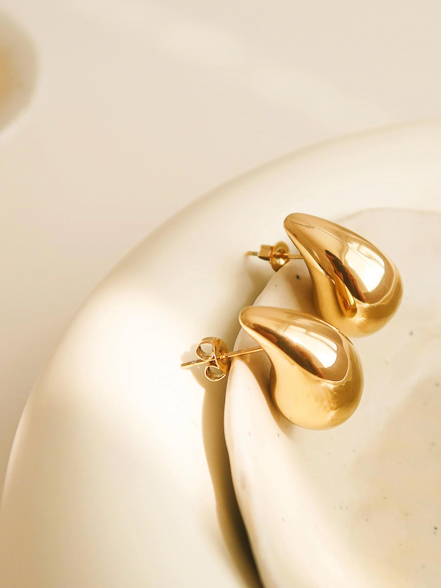 18K Gold Plated Large Huggie Droplet Earring