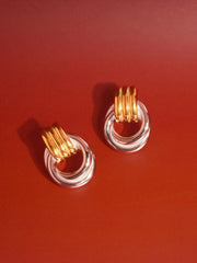 Golden & Silver 18K Gold Plated Orb Studs
