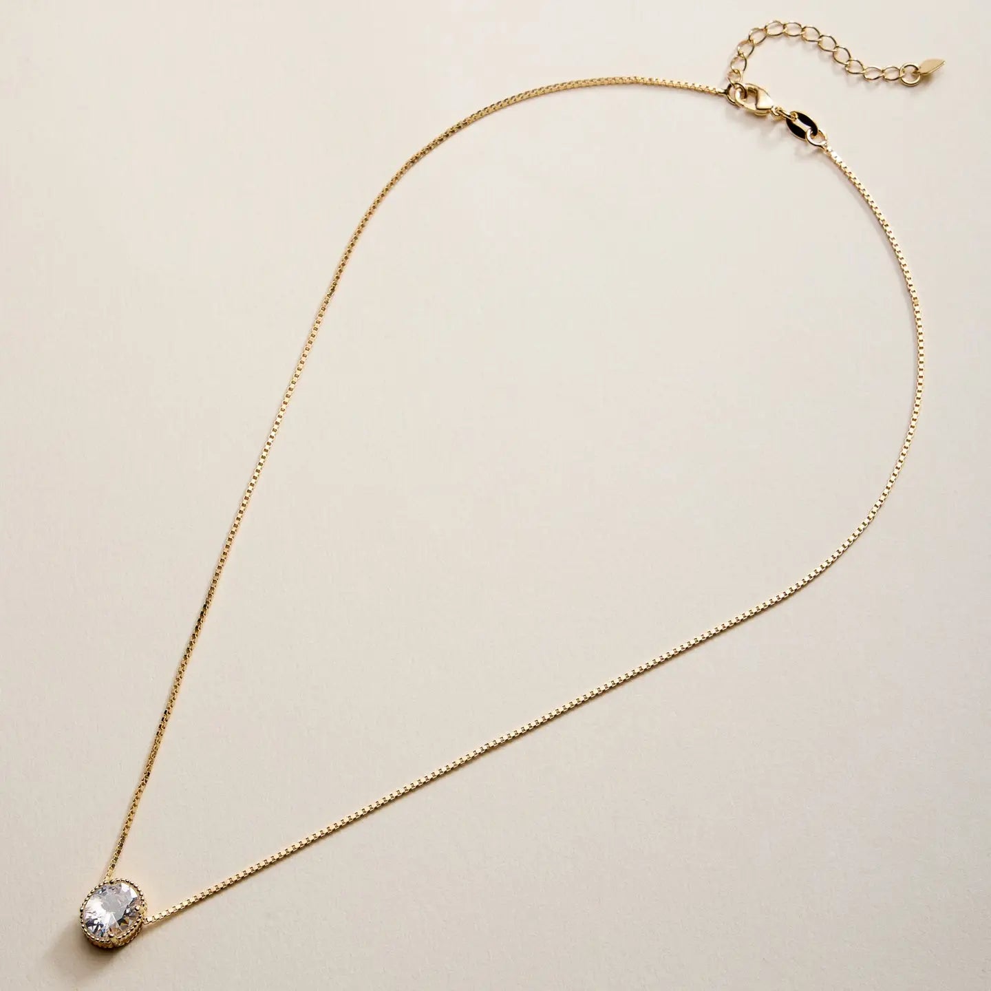 Gold-Filled Oval-Cut Cubic Zirconia Solitaire Necklace