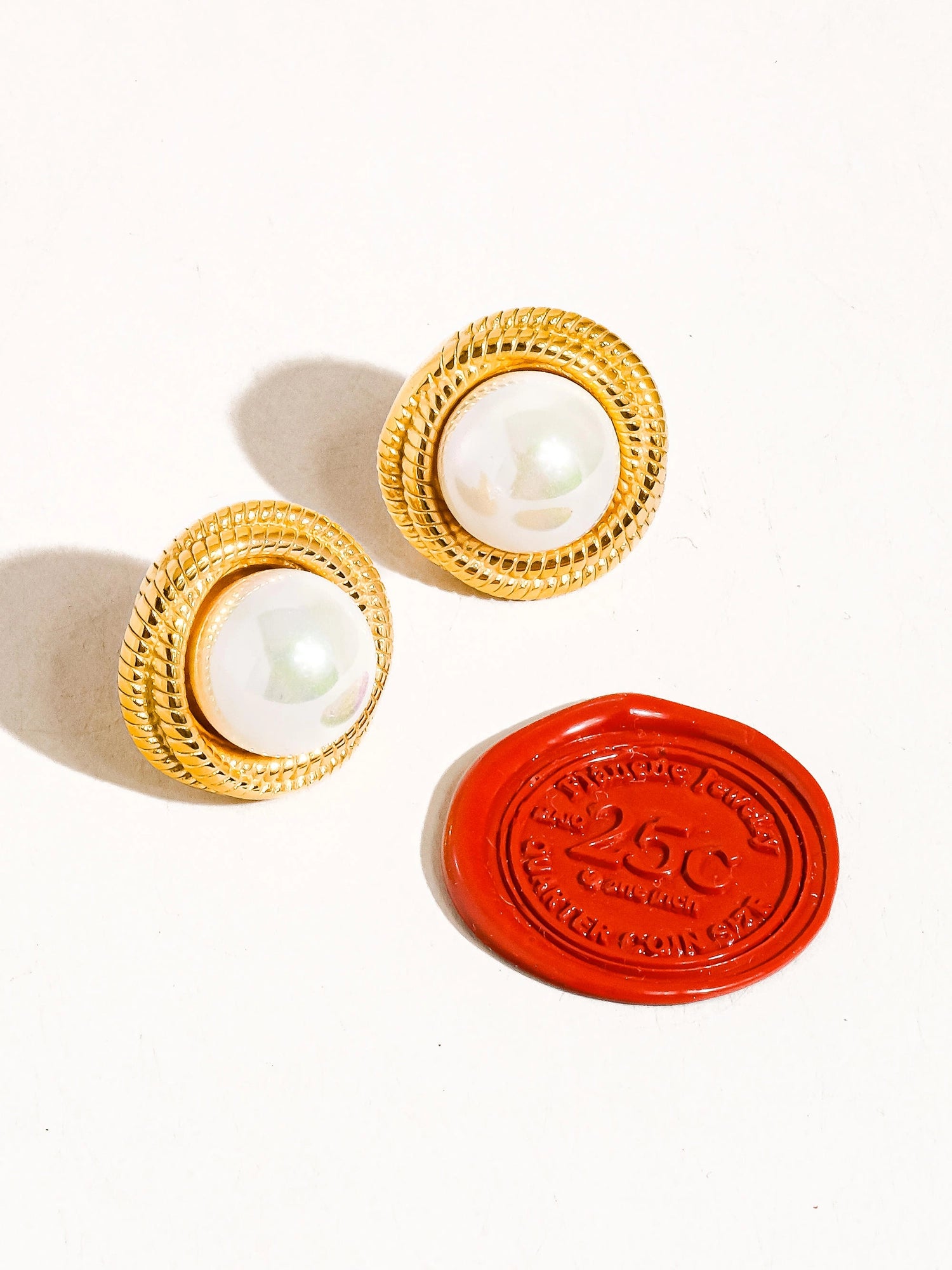 18K Plated Pearl Studs