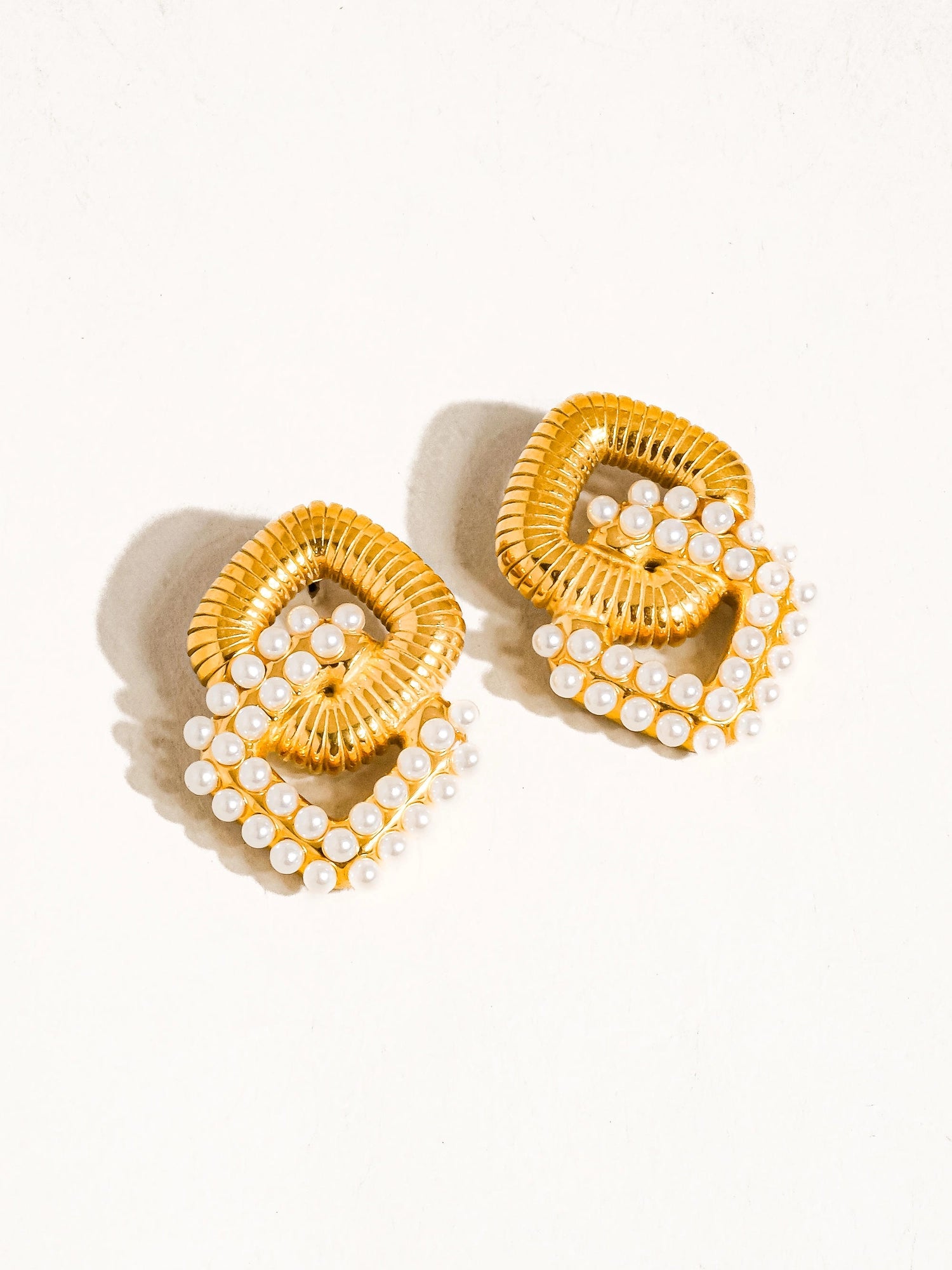 18K Gold Plated Non-Tarnish Pearl Chain Earrings