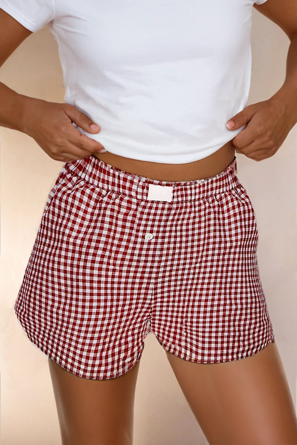 Gingham Boxer Shorts - Red