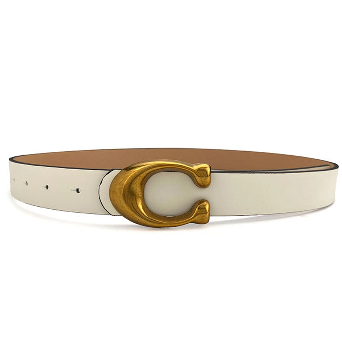 Retro U-Buckle Statement Belt - White