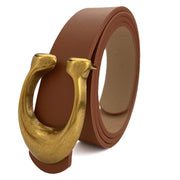 Retro U-Buckle Statement Belt-Brown