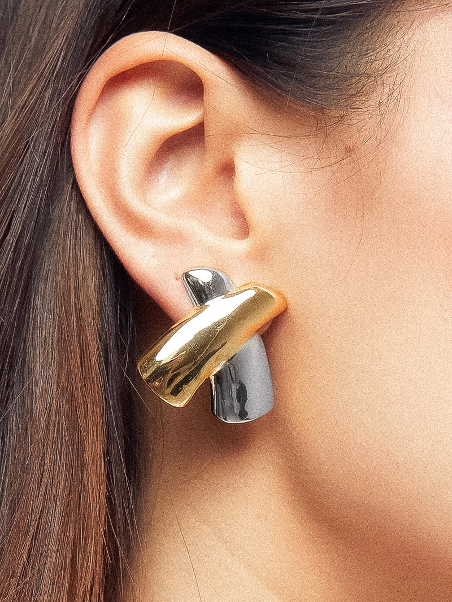 Xpression Two Tone 18K Gold Plated Studs