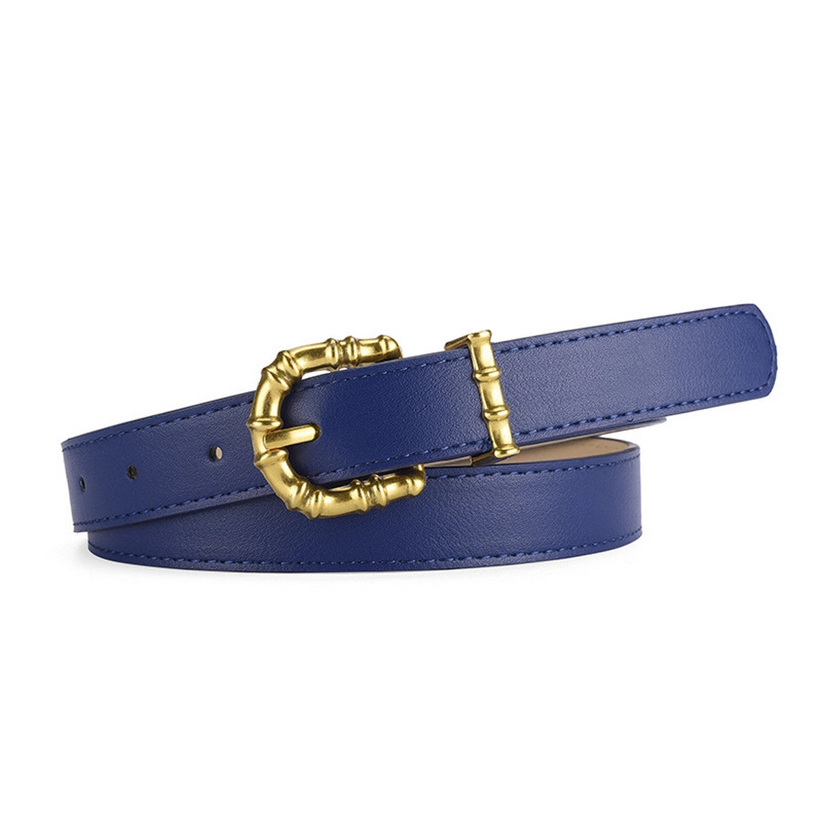 Vintage Luxe Gold Buckle Belt - Navy