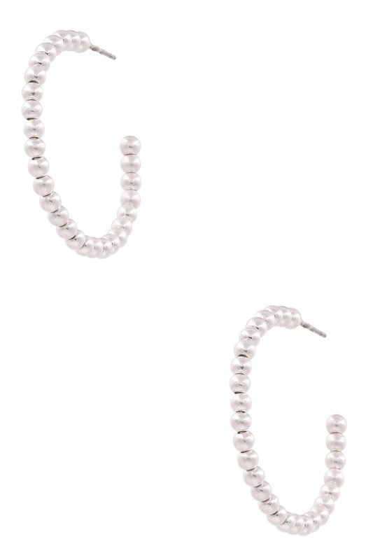 BEADED HOOP: SILVER