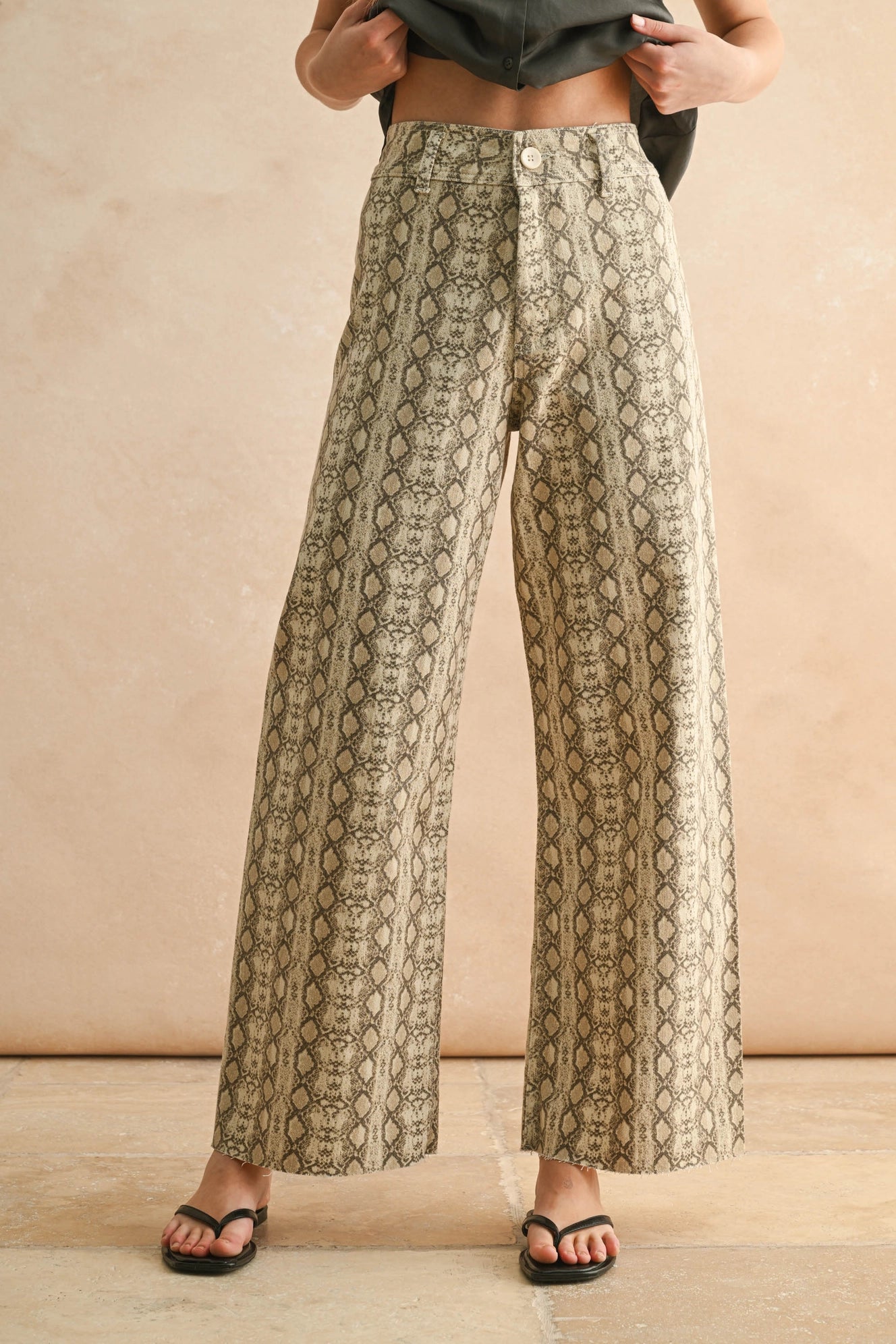 Wild Side Snake Print Denim – Beige