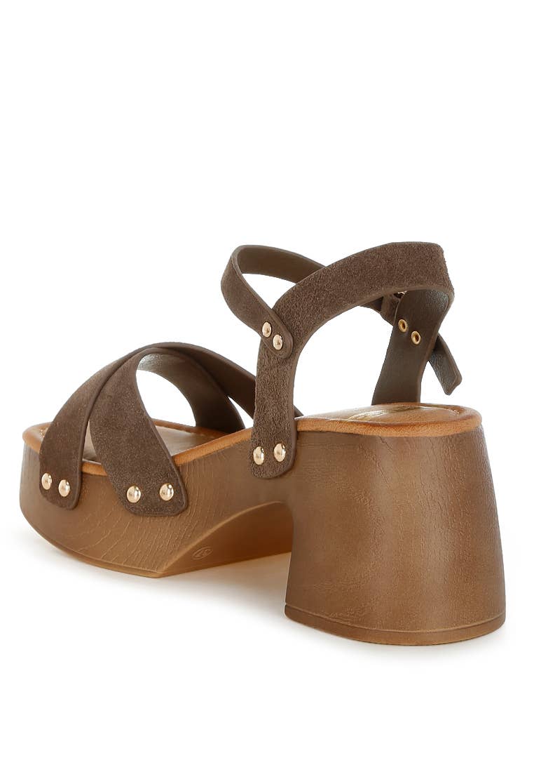 Cleo Studded Real Suede Clog Sandals