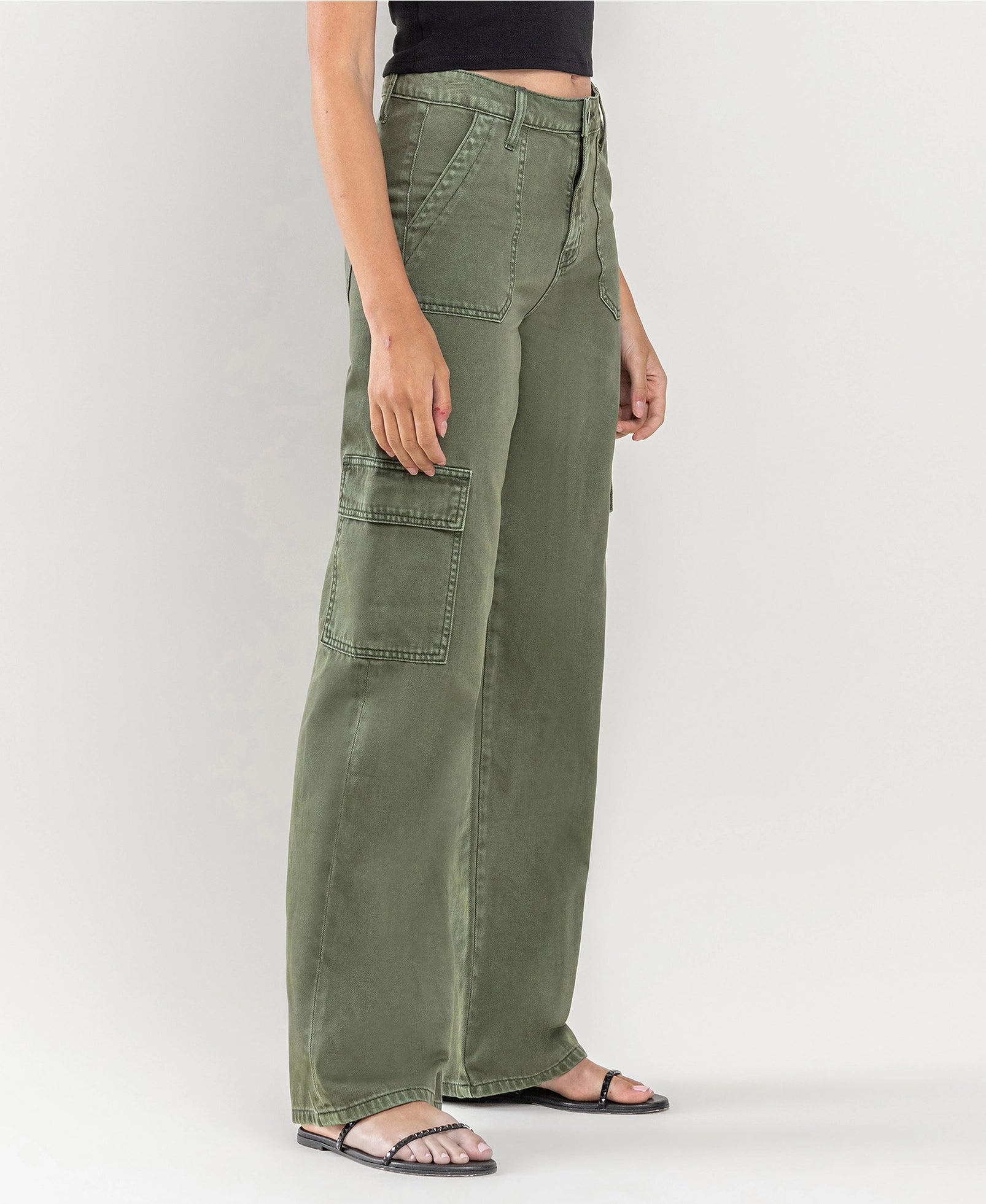 The Harper Utility Cargo Jeans – Dark Army Green