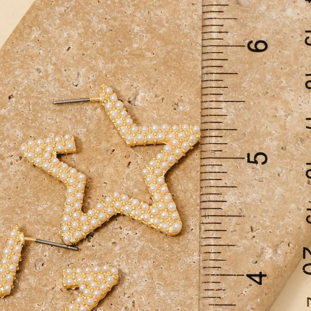 Pearl Star Hoop Earrings