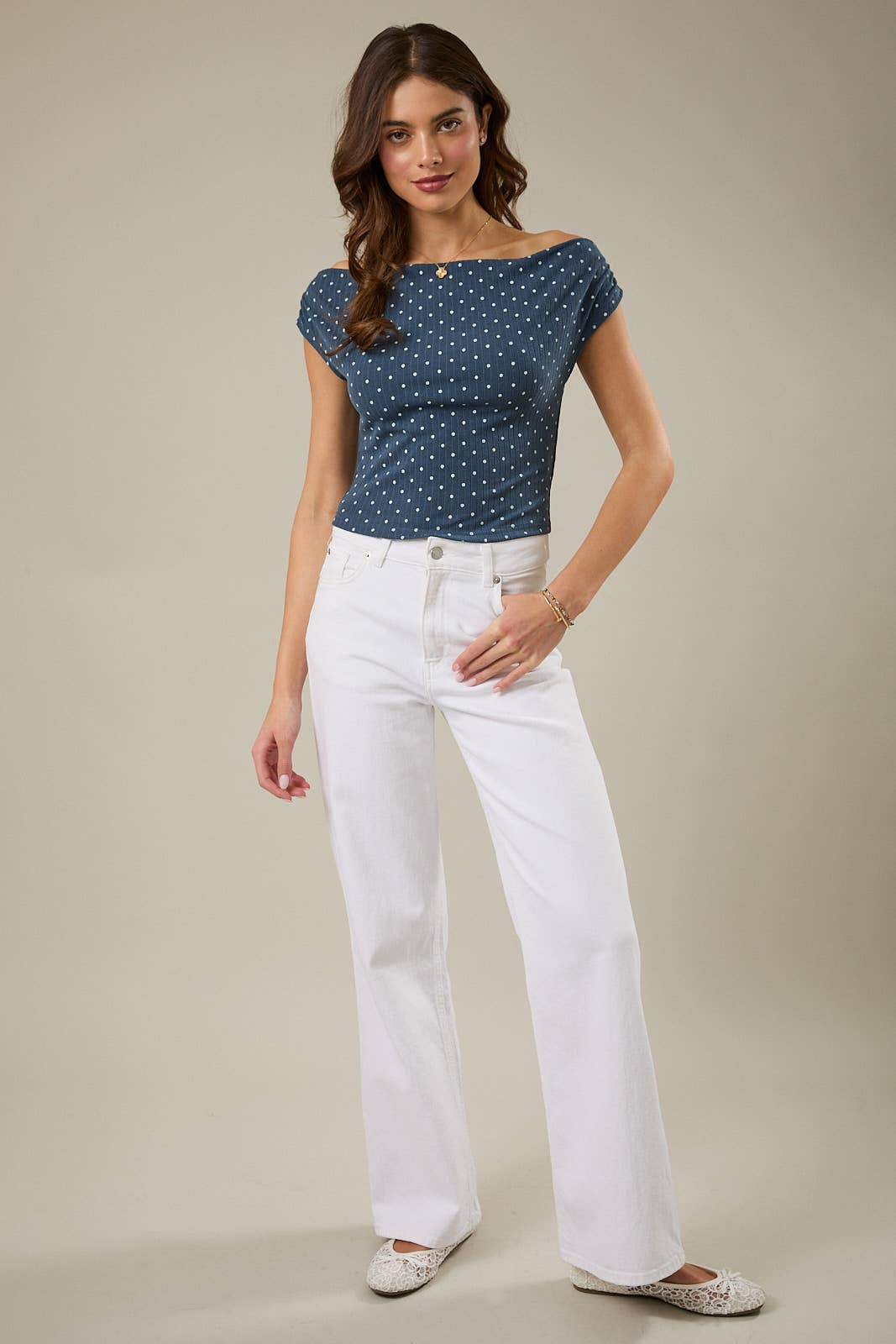 Midnight Dot Off-Shoulder Top – Latch Boutique Midnight Dot Off-Shoulder Top – Latch Boutique