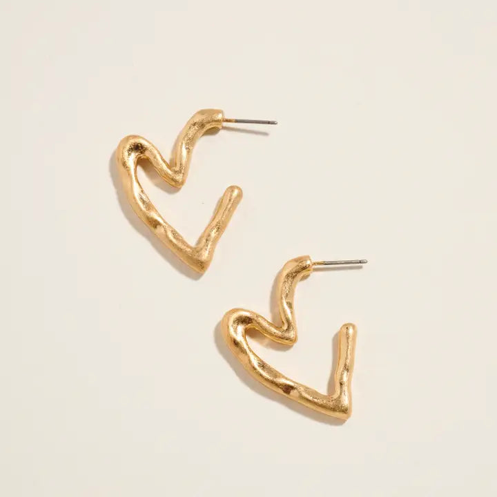 Vintage Gold Heart Hoops