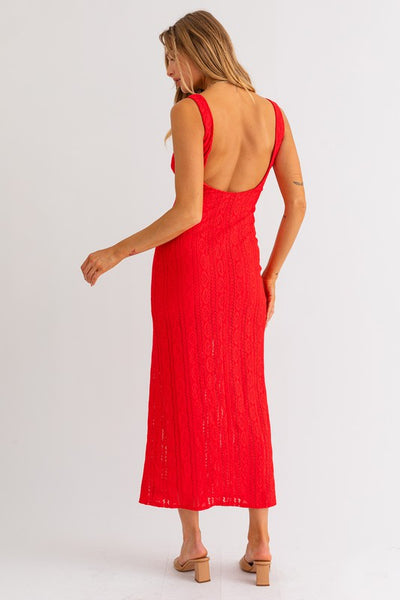 RED LACE MAXI DRESS