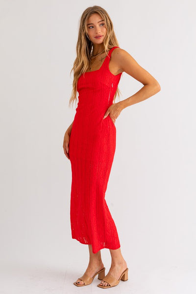 RED LACE MAXI DRESS