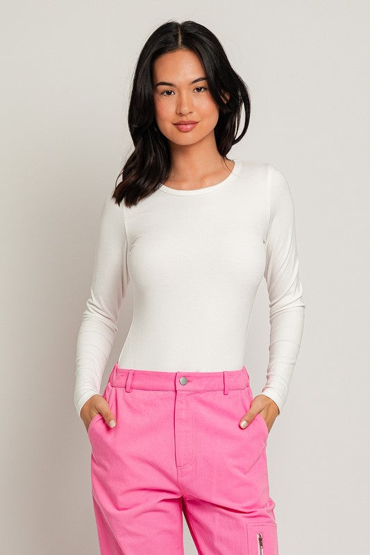 L/S BASIC BODYSUIT: WHITE