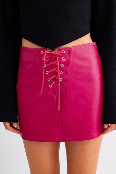 PRETTY IN PINK LEATHER SKIRT