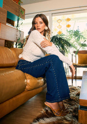 Stella Studded High-Rise Wide Leg Jeans