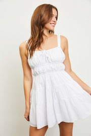 FRILL TIERED DRESS: WHITE