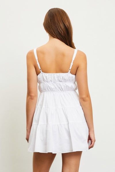FRILL TIERED DRESS: WHITE