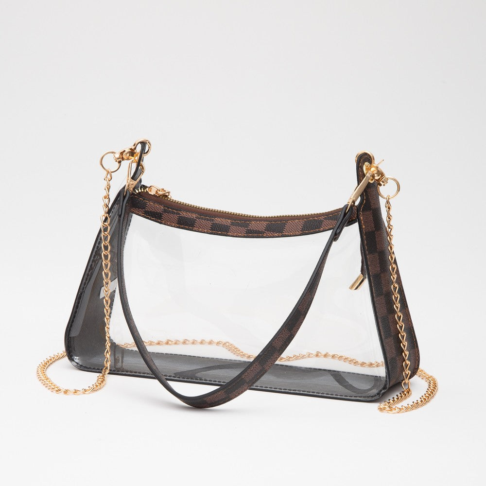 Luxe Grid Clear Crossbody – Stadium-Approved Chic