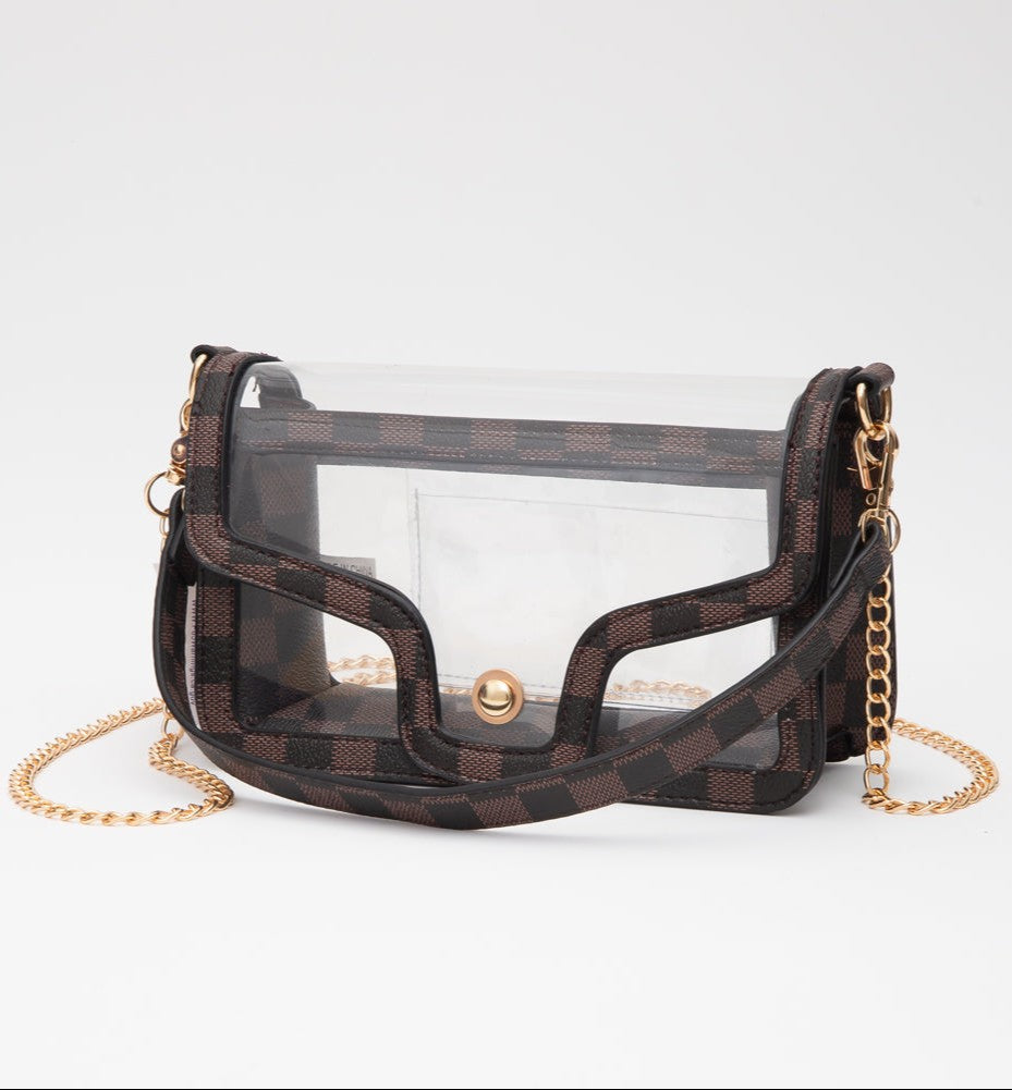 Clear Couture Checkered Stadium Bag