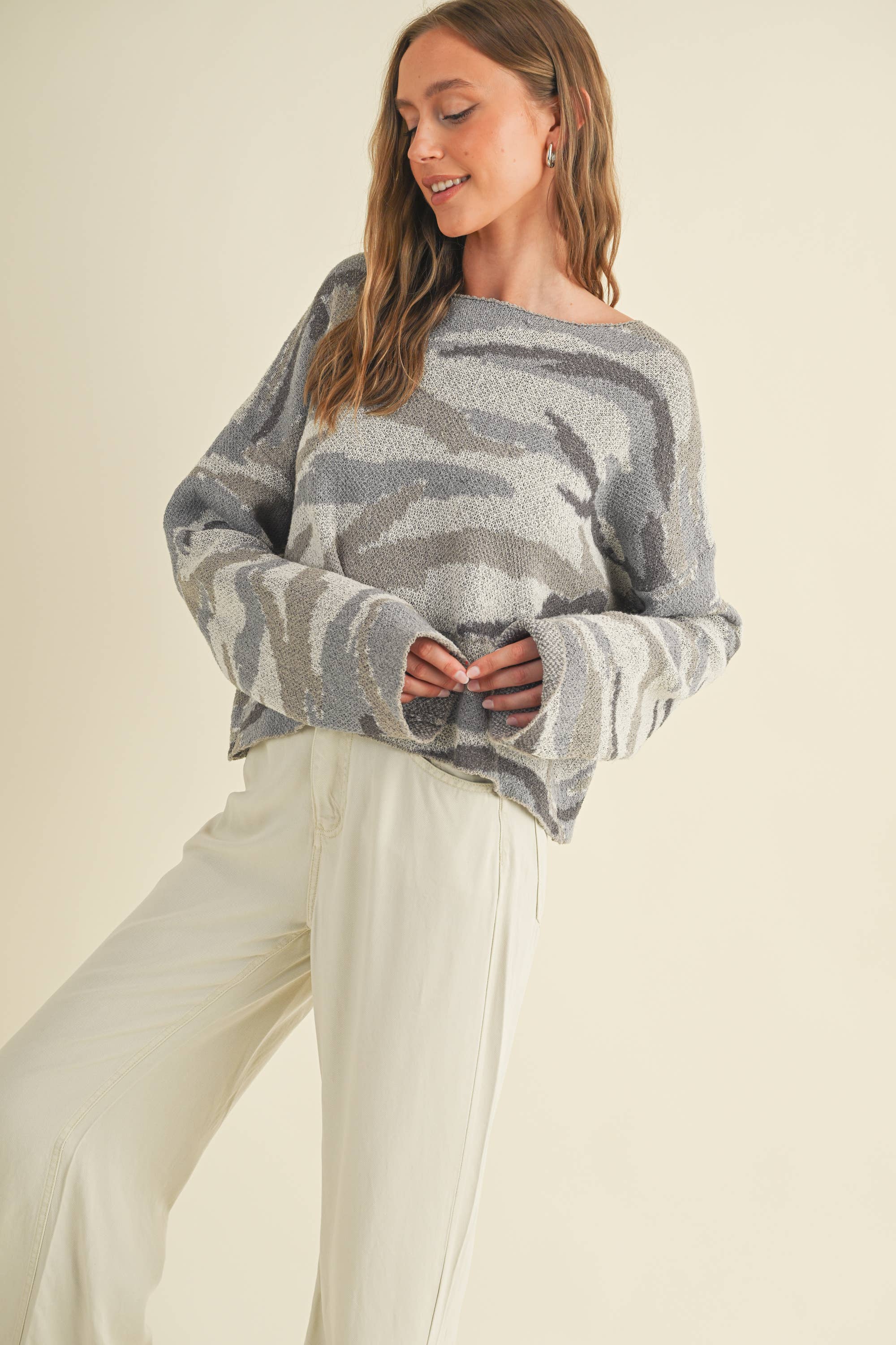 Callie Camo Knit Sweater