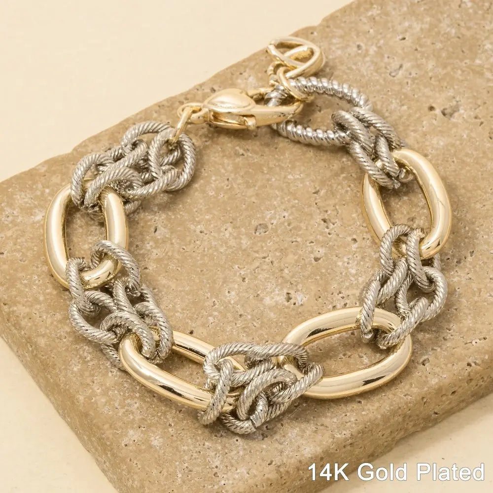 TWO Linked 18K Gold Plated Bracelet