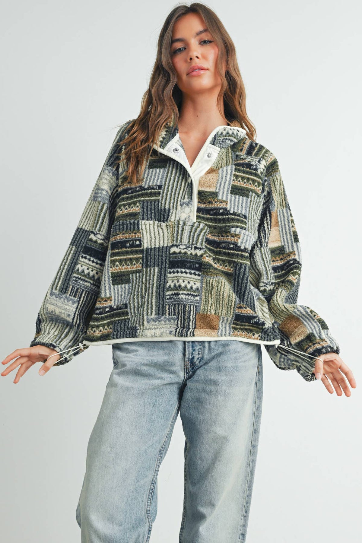 The Jackson Hole Patchwork Fleece Half Snap