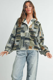 The Jackson Hole Patchwork Fleece Half Snap