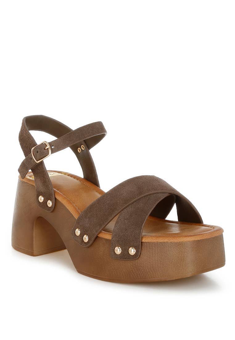 Cleo Studded Real Suede Clog Sandals