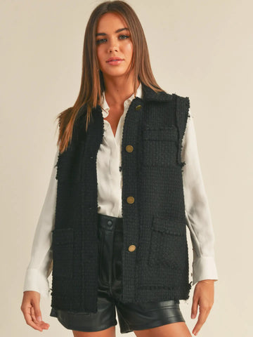 BLACK TWEED VEST