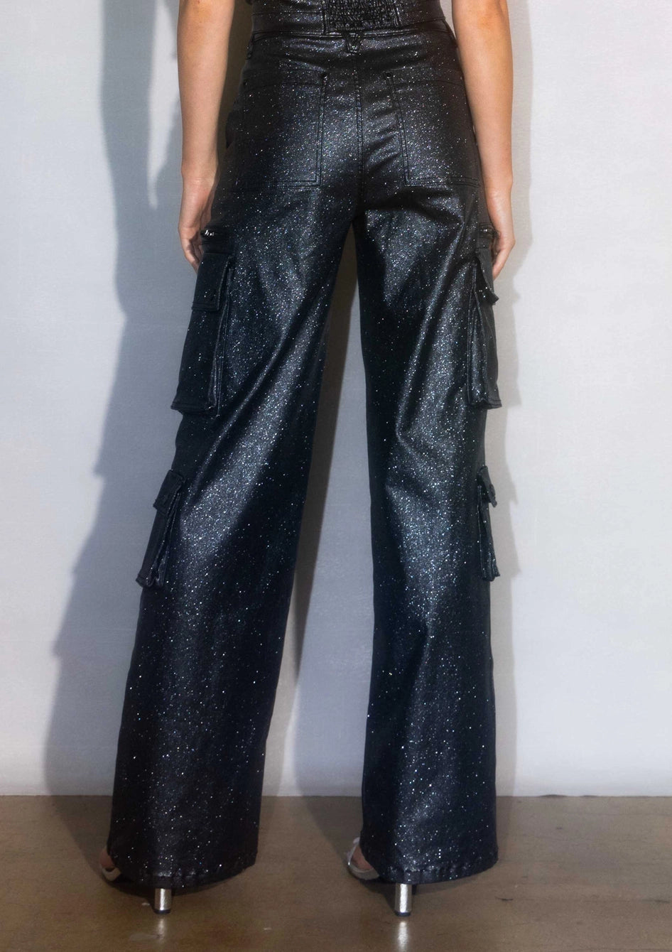 Midnight Rush Metallic Cargo Jeans